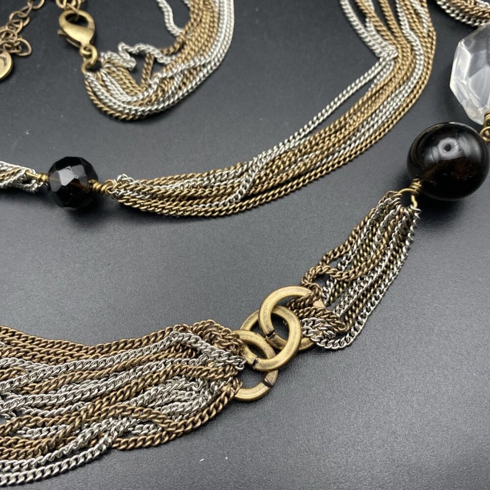 Vintage Necklace Signed Talbots Antique Gold Silver Multi Strand 30 + 3” Layered - Picture 7 of 7
